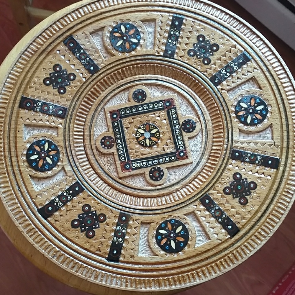 Handcrafted wooden decorative plate